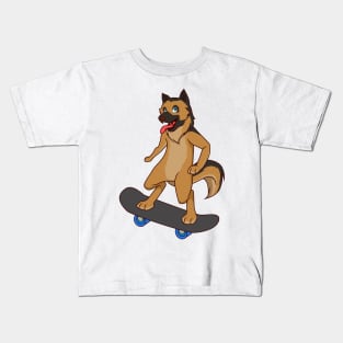 Cartoon shepherd dog riding skateboard Kids T-Shirt